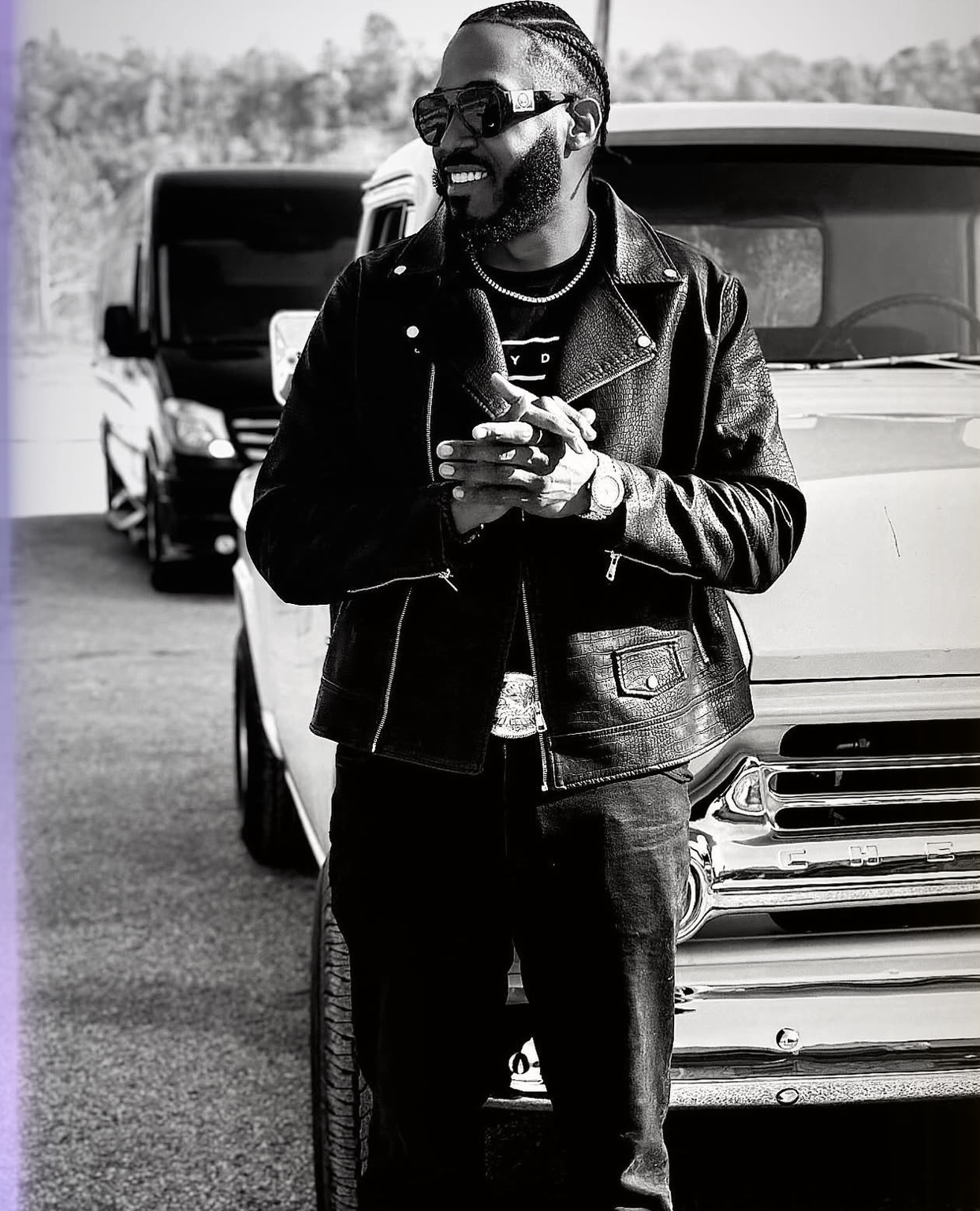 Lee Ali - Fifty Deuce Records founder in leather jacket
